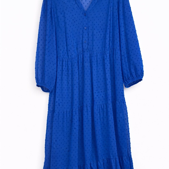 Torrid Curve Dresses & Skirts - Blue Long Sleeve Tiered Midi Dress